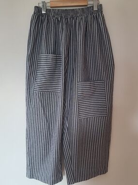 Zanzea Black and White Striped Wide Leg Barrel Pants